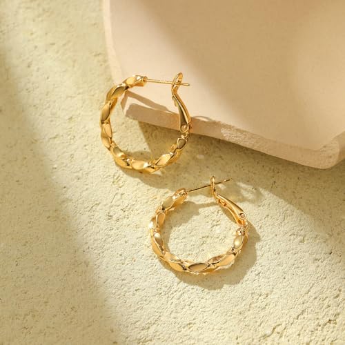 Women Hoop Earrings Lightweight 18K Gold Plated Chunky Hoops Earring Daily Jewelry - style: Hoops 9