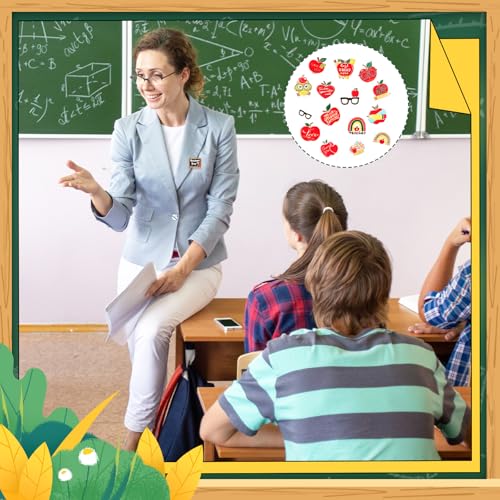 Giegxin 40 Pcs Teacher Lapel Pins Bulk Teacher Appreciation Gifts Apple Enamel Pins Thank You Gifts Glasses Brooch for Clothes Bags Accessories - style: Book