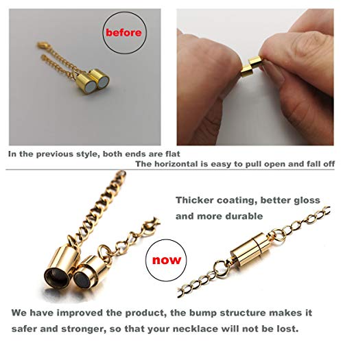 Zpsolution Magnetic Necklace Clasps with Extender Chains Gold-Silver | Magnetic Necklace Extender, Lead Cadmium Free, Nickel Release Free, 3.8 inches Chain Extender - color: Chains Glod and Silver