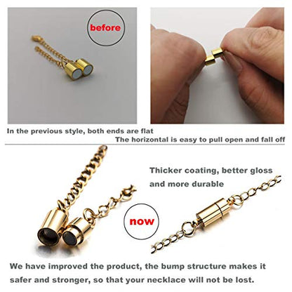 Zpsolution Magnetic Necklace Clasps with Extender Chains Gold-Silver | Magnetic Necklace Extender, Lead Cadmium Free, Nickel Release Free, 3.8 inches Chain Extender - color: Chains Glod and Silver