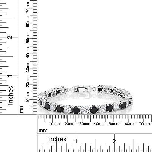 Gem Stone King Multi-Color Classic Tennis Bracelet for Women | Sparkling Round Cubic Zirconia CZ | 7.50 Cttw | 7 Inch | Fine Jewelry Gift for Mother's Day Birthday Anniversary Her Mom Wife - color: White & Black