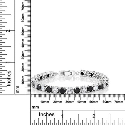 Gem Stone King Multi-Color Classic Tennis Bracelet for Women | Sparkling Round Cubic Zirconia CZ | 7.50 Cttw | 7 Inch | Fine Jewelry Gift for Mother's Day Birthday Anniversary Her Mom Wife - color: White & Black