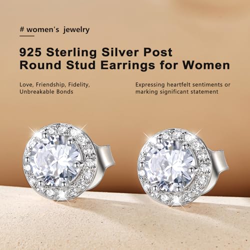Bestyle 8mm Small Birthstone Earrings for Women with Hypoallergenic Sterling Silver Post,Sparkle Heart/Round Womens Studs Earrings, Great Birthday/Christmas/Anniversary Jewelry for Wife Mother - color: 04. April Rhinestone-Round