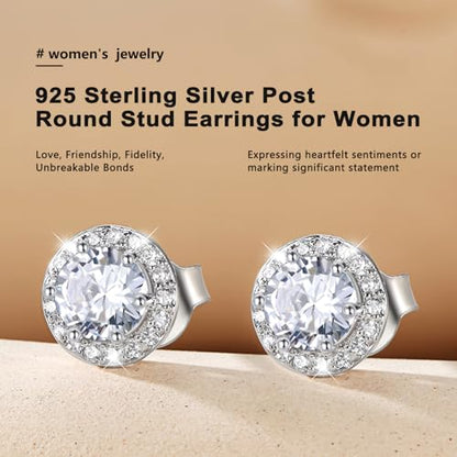 Bestyle 8mm Small Birthstone Earrings for Women with Hypoallergenic Sterling Silver Post,Sparkle Heart/Round Womens Studs Earrings, Great Birthday/Christmas/Anniversary Jewelry for Wife Mother - color: 04. April Rhinestone-Round