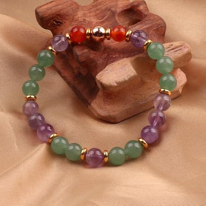 KSQS Healing Stone Bead Bracelet for Women, Natural Gemstones Balance Protection Bracelet, Spiritual Crystal Beads Bracelet Anxiety Relief with Meaning Card - color: Bring Balance to Life