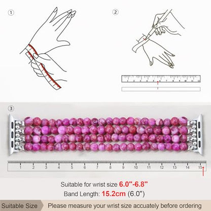 Newlibery Natural Stone Bracelet Beaded-Bands Women Compatible with Apple Watch 38mm 40mm 41mm 42mm (S10/11) Feminine Cute Handmade Stretch Strap for iWatch Series 11/10/9/8/7/6/5/4/3/2/1 SE 3/2/1 - color: A9 Rose Red, size: 38/40/41/42mm(s10/11)