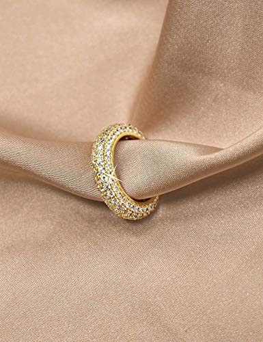 Ear Cuffs for Women - CZ Paved Hoop Conch Cuff Earrings for Men - Sparkle Rhinestones Clip On Wrap Earrings Non Pierced - color: Gold - White CZ