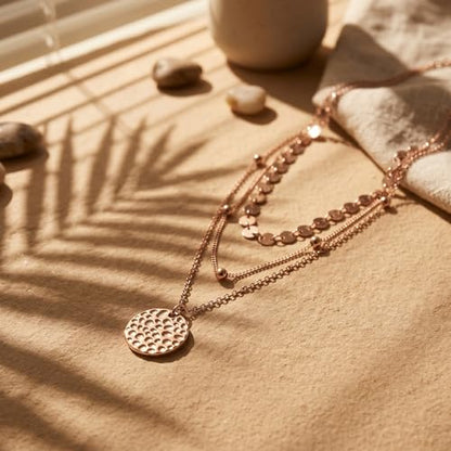 MONGAS Boho Layered Necklace Sterling Silver Triple 3 Stacked Vertical Bar Triangle Long Layering Necklaces Christmas Jewelry Gifts for Women - style: Rose gold
