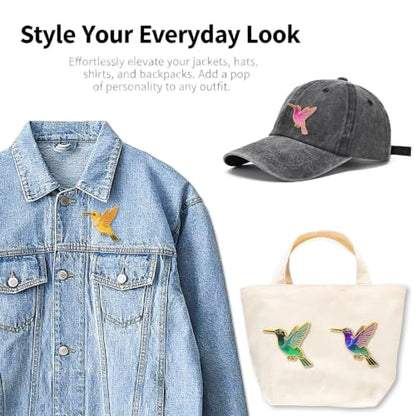 2/4/5/20pcs Funny Enamel Pins Bulk - Aesthetic Hard Enamel Lapel Pins Set, Art Brooches for Backpacks, Jackets, Hats, Bags, Lanyards, Cute Animal Pins for Adults, Kids, Women, Men - style: 4pcs Hummingbird