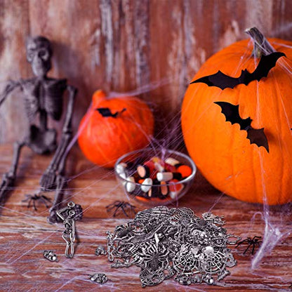 Hicarer 80 Pieces Antique Silver Pendants Gothic Charms Halloween Charms Pendants Jewelry Making Accessory for DIY Necklace Bracelet - style: Skull
