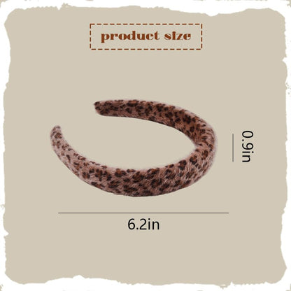Kefley Puffy Leopard Headband Cheetah Print Headbands Hairband Thick Sponge Plush Padded Headband for Washing Face Non Slip Stylish Wild Animal Themed Leopard Hair Accessories for Women - color: Brown