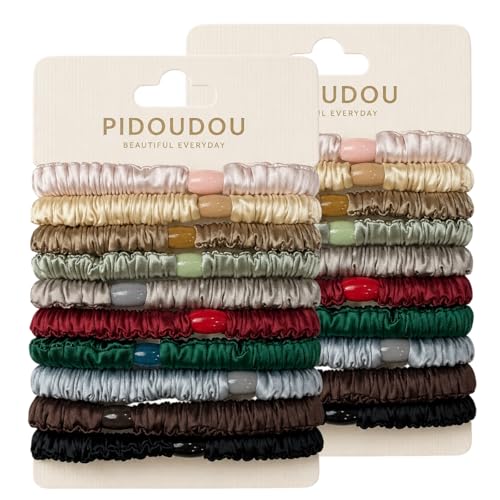 20 Pieces Small Silk Hair Ties, Soft Satin Hair Ties for Fine Hair, Small Silk Scrunchies Hair Bands for Women and Girls - color: Multicolored