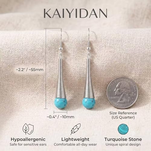 Boho Turquoise Dangle Earrings For Women Trendy,Western Blue Gemstone Drop Earings,Vintage Gothic Ethnic Statement Beach Vacation Long Birthstone Earrings with Leaf Teardrop Turquoise Crystal Tassels,Fashion Jewelry Birthday Gift. - style: A2 Turquoise Wr