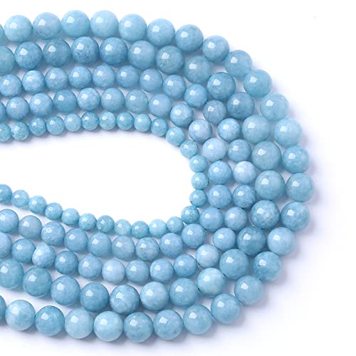 6MM 60PCS Blue Aquamarine Jade Loose Beads for Jewelry Making DIY Bracelet - color: Aquamarine Jade, size: 6mm