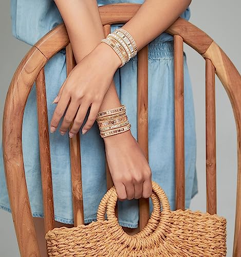 Bracelet for Women – Handmade Vegan Boho Natural Stone Layered Bracelet, Thailand Bohemian Stackable Beaded Wrap Bracelets, Summer Hippie Bracelet Stack, Fashion Jewelry Gifts - color: A21-Sand