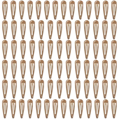 ELANE 80 Pcs Metal Snap Hair Clips for Women,Small Snap Barrettes for Women Girls Thick Fine Hair (Coffee) - color: Coffee