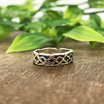 Gem Avenue 925 Sterling Silver Toe Rings Collections – Beach, Celtic, Heart, Dolphin, Flower & More Designs for Women – Elegant Adjustable Summer Jewelry - style: Style 10