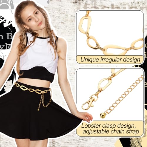 Liliaafar 6 Pcs Gold Silver Waist Chain Belt for Women Multi Layer Sun Metal Adjustable Body Belly Chain for Jean Dress - color: Gold