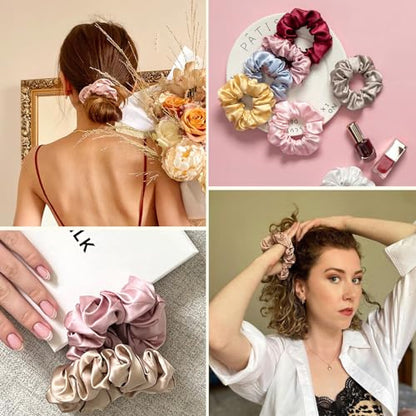 LilySilk Hair Tie, 100% Mulberry Silk Hair Scrunchies for Frizz & Breakage Prevention, Elastic Silk Ponytail Holders, 1Pc, Ivory - color: Ivory
