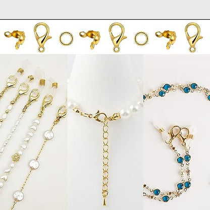 1000PCS Jewelry Making Accessories Set, 100 Lobster Claw Clasps 300 Crimp Beads Crimp Beads Clasps Caps 600 Open Jump Ring Connectors for DIY Bracelet Necklace Crafts Jewelry Making(Gold) - color: Gold