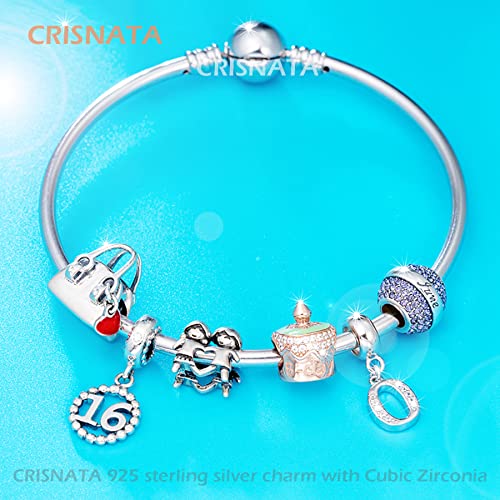 26 Letter Pendant Charms, Polished 925 Sterling Silver Complete Initial A-Z Dangling CZ Stone Alphabet Beads, fits European Bracelet Necklace, Gift for Mother/Father/Daughter/Son/Sister/Aunt - color: Letter O CZ Pendant Charm