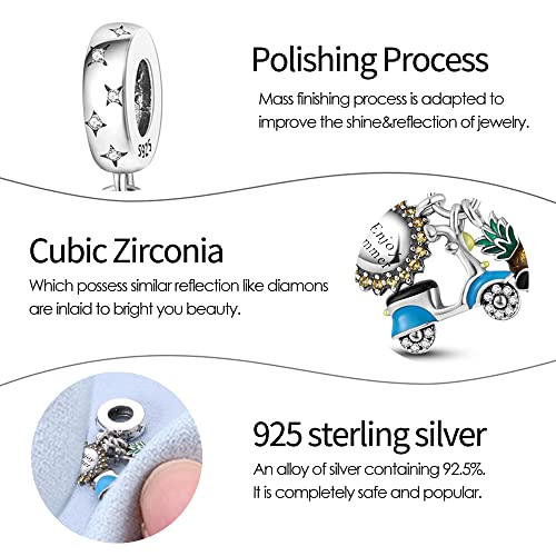 Pandach 925 Sterling Silver Charms for Bracelets and Necklaces Travel Round The World Beads Charms Relaxation Dangle Pendant,Jewelry Beads Gifts for Women - style: Sun Pineapple Electric Car Charm