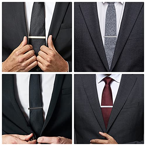 wynameleri Tie Pins for Men Silver Black 3 Pcs 10 PCS Short Tie Clip Set 2.3, 2.4 Inch Business Shirt Necktie Pinch for Men - color: T0310006