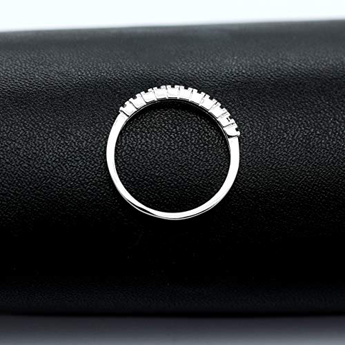 Uloveido Platinum Plated CZ Simulated Diamond Stack Eternity Band Ring J029 - color: Red