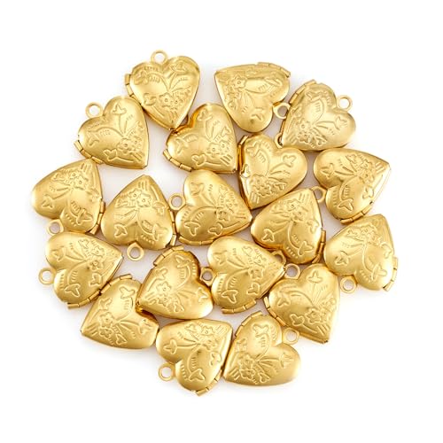 Elecrelive Locket Pendants Photo Frame Charms Memory Photo Charms Heart Locket Photo Frame Pendants - color: Gold
