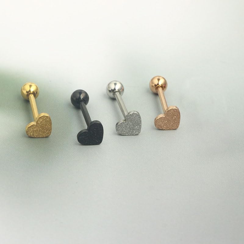 14G Stainless Steel Tongue Rings Straight Barbells Heart Shape Rose Shape Tongue Piercing Jewelry - color: Pack 1