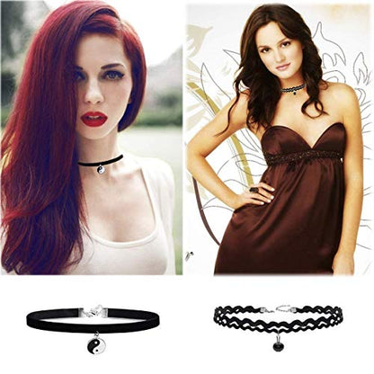 K&Q 56 PCS Choker Necklace Set - Classic Colorful Gothic & Cute Lace Velvet Collar Choker Necklaces for Women