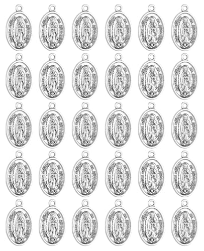 Saint Therese of Lisieux/Saint Mother Teresa of Calcutta/Divine Mercy Jesus/Mater Dolorosa Patron Saint Medal Charm Pendant for DIY Rosary Necklace Bracelet Jewelry Making Part - color: 30pcs-Our Lady of Guadalupe