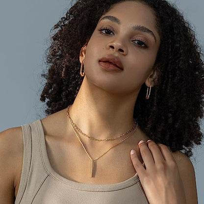 Layered Necklaces for Women - 14K Dainty Gold Plated Layering Chokers Necklaces Set Multilayer Delicate Necklace Trendy Adjustable Long Layered Necklaces for Women - style: 20 Bar Necklace