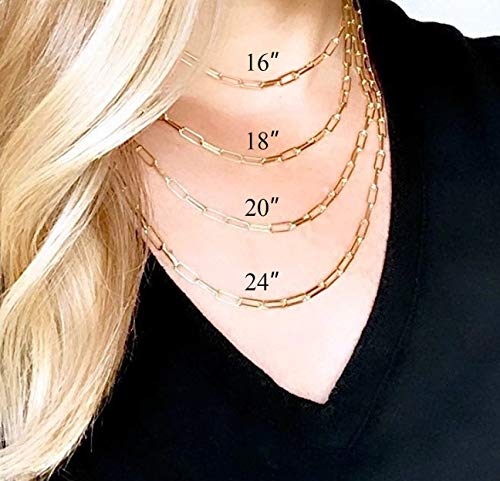 Lock Necklace for Women Paperclip Link Chain Padlock Necklace Non-Tarnish - color: Gold - 17 Inches Chain Necklace