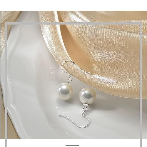 Sterling Silver Big Pearl Earrings for Women Freshwater Cultured Pearls Dangle Drop Earring Jewelry for Women Large Round White Pearl Studs Earrings - color: Style C