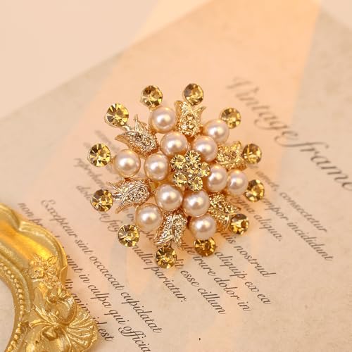 Elegant Big Crystal Ring for Women Gold Stacking Pearl Rhinestone Flower Rings Open Finger Adjustable Crystal Statement Ring Jewelry for Bridal Wedding - color: Crystal 1-gold