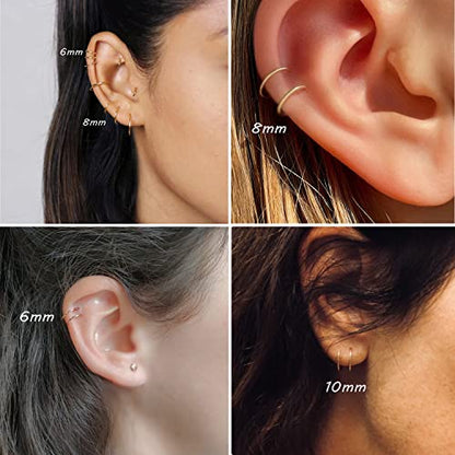 Double Hoop Earrings for Single Piercing, 3 Pairs 316L Surgical Steel Spiral Twist Illusion Lobe Cartilage Helix Hoop Earring Double Hoop Earrings for One Hole - color: Gold-6mm 8mm 10mm