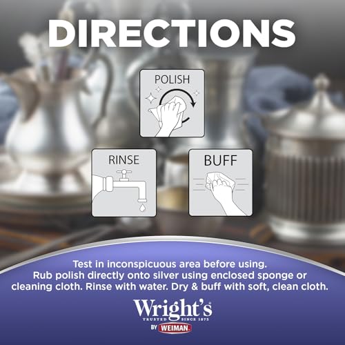 Wright's by Weiman Silver Cleaner and Polish Cream - Gently Clean and Remove Tarnish without Scratching, Ammonia-Free, 8 Ounce, 2 Pack with Polishing Cloth - style: (Pack of 2)