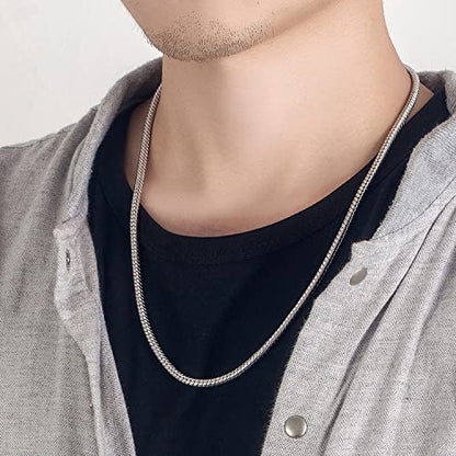 H&Beautimer Classic Unisex 925 Sterling Silver Necklace 3-4MM Round Snake Chain Necklace for Men Women - Party Fine Jewelry - Original Silver Link Necklace 16-17-18-19-20-22-24-26-28-30'' - size: 24 Inches, style: 4MM Width