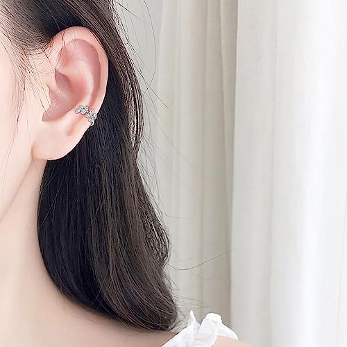 JFORYOU Stainless Steel Ear Cuff Fake Helix Cartilage Clip On Wrap Earrings Fake Lip Ring Non-Piercing Adjustable Men Women - color: Style D