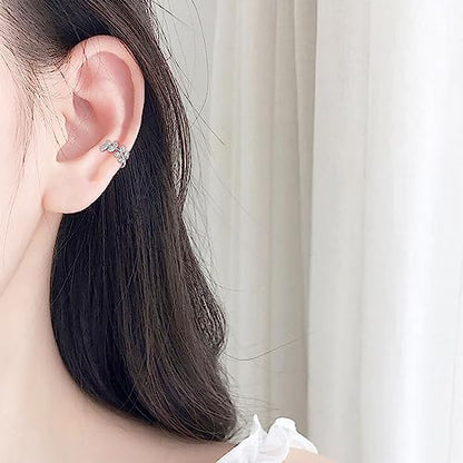 JFORYOU Stainless Steel Ear Cuff Fake Helix Cartilage Clip On Wrap Earrings Fake Lip Ring Non-Piercing Adjustable Men Women - color: Style D