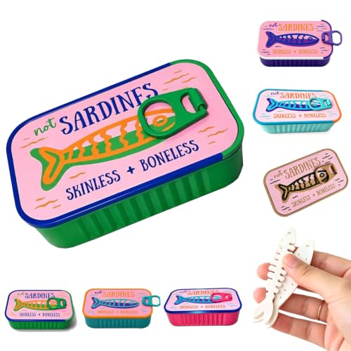 Sardines Travel Jewelry Case, Sardine Tin Jewelry Box, 3d Printed Sardine Tin Like Jewelry Case, with Fish-Shaped Holders for Rings, Earrings and Charms, Portable Earring Organizer (Multicolor B) - color: Multicolor B