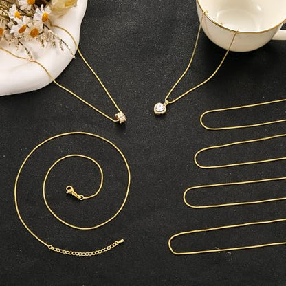 YOUBEIYEE 10PCS 18 Inches Adjustable Gold Plated Small Box Necklaces Bulk | for Women Jewelry Making DIY - color: Gold Box