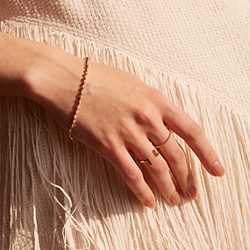Valloey Rover 14K Gold Thin Beaded Full Bead Sterling Twisted Rope Black CZ Wedding Band Stacking Tiny Rings for Women - color: Bead
