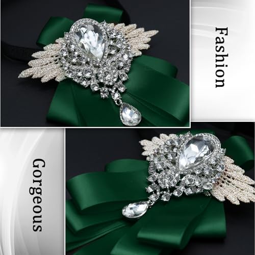 Big Rhinestone Bow Ties，Bowtie Pre-Tied Bowties Men Women | Suit for tuxedo party wedding - color: Green