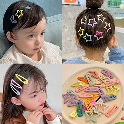 FZBNSRKO 40pcs Hair Accessories Set - Colorful Snap Barrettes, No-Slip Metal Clips for Toddlers, Girls, Kids, Women (Mixed Styles)