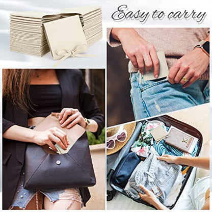 120 Pcs Microfiber Jewelry Pouch 8 x 8cm Jewelry Packaging Bag Gift Bow Tie Bracelet with Cleaning Cloth(Beige) - color: Beige