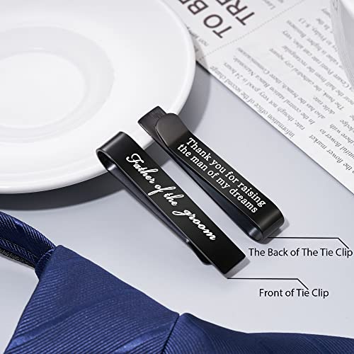 Jeka Father of The Bride/Groom Wedding Gifts Tie Bars & Cufflinks | Wedding Tie Bar & Cufflinks Set for Men, Father of the Bride, Father of the Groom, Father-in-Law Gifts - style: Father of The Groom-Black