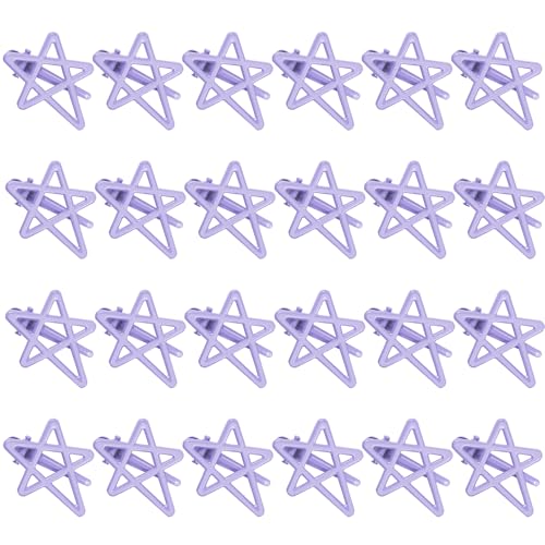 ELANE 24 Pcs Star Snap Hair Clips for Women Girl,Cute Hair Barrettes for Women Fine Thin Hair Accessories DIY - color: Purple