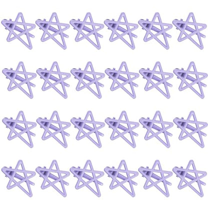 ELANE 24 Pcs Star Snap Hair Clips for Women Girl,Cute Hair Barrettes for Women Fine Thin Hair Accessories DIY - color: Purple